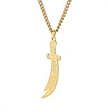 UNIFT Imam Ali Sword Jewelry For Men Women Stainless Steel Islamic Muslim Necklace Keychain Religious Talisman Jewelry (gold)