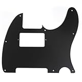 Musiclily 8 Hole Humbucker Tele Pickguard HH Scratch Plate for Fender USA/Mexican Standard Telecaster Modern Style Electric Guitar,1Ply Matte Black
