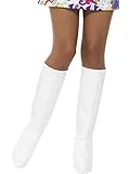 Smiffys GoGo Boot Covers, White , 1960's Groovy Fancy Dress, Adult Dress Up Accessories Halloween