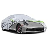 Waterproof Car Cover for 1998-2025 Porsche 911 (991/992/996/997 Series) Carrera 4S/Turbo/GT3/GTS, Silver 6 Layers All Weather Full Car Covers with Driver Door Zipper for Sun Snow Rain Dust Protection