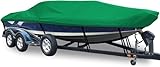 Waterproof 210D Trailer Boat Cover for 17-19FT V-Hull & Tri-Hull Fishing Boats - Heavy-Duty Protection for Speedboats - Blue Color Fits Runabout Models