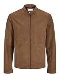 JACK & JONES Men's Jjedylan Clean Faux Suede Jacket Noos Leather, Cognac, M