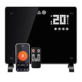 DONYER POWER 1000W Small Convector Heater, Ultra-thin Wall-mounted or Freestanding, 24H Timer Remote Controlled Operated with WIFI Connection, Black Glass Panel