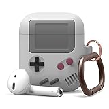 elago AW5 Case Compatible with AirPods Case 2&1 - Classic Game Design with Carabiner, Supports Wireless Charging (Light Gray)