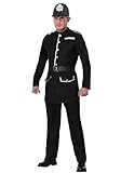 Men's Authentic British Police Costume Bobby Uniform with Coat, Hat, Pants, Belt, Monocle, Black, XS