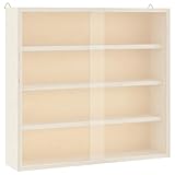 vidaXL Wall Display Cabinet - Brown Plywood Storage Unit with 4 Shelves, Transparent PET Doors, 40x8.5x37 cm - No Drill Hanging Hooks