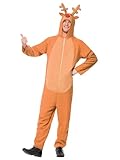 Smiffys Reindeer Costume, Brown with All in One, Christmas Adult Fancy Dress, Santa Dress Up Costumes