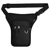 Anseom Drop Leg Bag for Men Women Lightweight Tactical Waist Pack Motorcycle Riding Leg Pouch Fashion Multi-Pocket Commuter Pouch Waterproof Bum Bag for Adults Teens (Black)