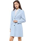 Allegra K Women's Notched Lapel Single Breasted Outwear Winter Coat Blue M