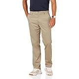 Amazon Essentials Men's Straight-Fit Stretch Golf Trousers, Khaki Brown, 40W / 32L