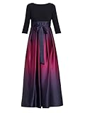 Gina Bacconi Women's V Neck Back Ombre Satin Maxi Dress Cocktail, FIG, 16