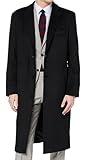 The Platinum Tailor Mens Black Overcoat 70% Wool & Cashmere Warm Winter Mod Single Breasted Coat