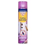 Zero In Clothes Moths Killer Spray- Fast-Acting Insecticide with Prallethrin & 1R Trans Phenothrin - Kills Moths on Contact - For Wardrobes, Textiles & Clothes - Long-Lasting Moth Spray, 300ml Aerosol