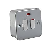 Knightsbridge M6300N Metal Clad 13A Switched Fused Spur Unit with Neon, 230 V, Grey