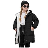 Girls Jacket 8-9 Years, Kids Winter Long Padded Coat Hooded Puffer Jacket With Hood Thicken Down Coats Parka Peacoat School Outfits Outerwear Cold Weather