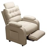 Lazy Boy Recliner Chair Swivel with Footrest Adjustable Double Padded Backrest Recliner Sofa 360° Rotation for Lying or Sleeping Reading Chair for Bedroom, Living Room(White)