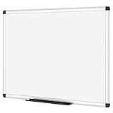 VIZ-PRO Magnetic Whiteboard 60 x 45 cm, Dry Erase White Board with Pen Tray, Silver Aluminium Frame, Dry Wipe Writing Board for Office, Home & School