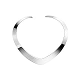 Forleiton High Polished Stainless Steel Necklace Love Choker Heart Shape Women Statement Jewelry (White Silver)
