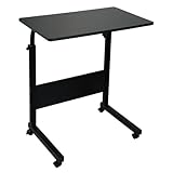 FS-PINGXIANG Height Adjustable Mobile Table 40x60-(68-88) cm Height Adjustable Laptop Table Workstation Laptop Overbed Multi Table with Metal Frame & Rolling Castors, Black