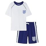 Official England Football Club Short Pyjamas For Kids Pjs Set Girls Boys England Football Kit Merchandise 5-6 Years White