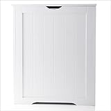 White Large Wooden Shaker Style Laundry Toys Clothes Bin Basket Hamper Storage Lid Laundry Box Wooden Bathroom Storage Basket Cabinet Hamper Multipurpose