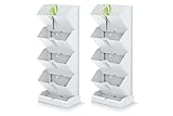 Stolmet Vertical Garden Planter Mini Cascade - Space-Saving Indoor & Outdoor Wall Planter with 4 x 1L Plant Pots - Available in White & Anthracite - Dimensions: 195mm x 114mm x 475mm (2, White)
