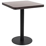 vidaXL Bistro Table in Dark Brown - 60x60 cm MDF Tabletop with Wood Grain Pattern - Sturdy Steel Leg - Easy To Assemble - Ideal for Restaurant, Cafes and Home Use