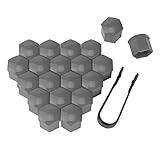 Adunsiaoto 20 Piece Hexagonal Tire Nut Covers with Removal Tool Set for Cars, Car Cover Protective Caps Wheel Screw Hex Wheel Nut Rim Cover, 22 mm Car Screws Cap, Wheel Lug Nut Cover(Grey)
