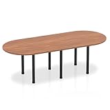 Dynamic Office Solutions OPO Impulse Freestanding 1800/2400mm Rectangular Boardroom Table Attractive Post Legs | Sturdy Build Weather & Heat Resistant Melamine Finish Table Walnut Black 2400