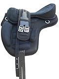 AMAZO All-Purpose Treeless Synthetic English Horse Saddle - 16'' 17'' Sizes - Lightweight & Comfortable - Includes Free Girth & Stirrups (18'')
