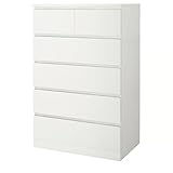 ZRIZAURA MALM TALL CHEST OF 6 DRAWER BEDROOM CABINET- WIDE IKEA BEDROOM DRESSER STORAGE WOODEN CABINTER UNIT- 80X123 (white)
