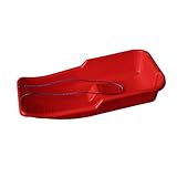 Heavy Duty Snow Sledge - For Adults, Winter Toboggan Sleigh Sled With Rope | Plastic Ski Board, Pull Strap - Skateboard for Outdoor Snow, Skiing Board, Speeder, High-Performance (Red)