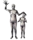 TOPOQ Halloween Zombie Mummy Costume for Kids Adults Scary Zombie Outfit Skeleton Onesie Jumpsuit Removable Skull Head Mask Hat Halloween Costume Fancy Dress Cosplay Party Accessories Breathable