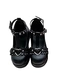 Women's Mary Janes Platform Shoes Sweet Toe Ankle Lolita Gothic Dress Pumps Chunky Patent Leather