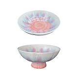 Jingdezhen Artisan Ceramic Plates - Unique Crystalline Glaze, Dishwasher Safe, 8 Colour Options, Single Piece ，Soup Bowls(Breakfast Bowls, Tapas Dishes) (Pink-2)