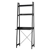 URBNLIVING Verona Ladder Work Desk 2 Shelves Wooden Bedroom Computer Table Office Storage Free Standing (Black)