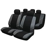 Sakura 'Merton' Black/Grey Seat And Headrest Covers BY0802 - Full Set Universal Fit Elasticated Hems Side Airbag Compatible Machine Washable