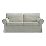 TLYESD Ektorp Loveseat Sofa Cover Replacement for IKEA Ektorp 2 Seater Sofa Slipcover, Sand Grey, Polyester, Machine Washable, Water Resistant, Solid, Modern Style