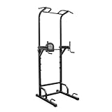 Phoenix Fitness Power Tower & Dip Station – Adjustable Pull Up Rack, Dip Stand & Push Up Bars for Strength Training Workout - Multi Function Power Cage for Home Gym Exercise - Black