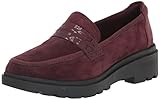 Clarks Women's Calla Ease Loafer Flat, Burgundy Suede, 5.5 UK