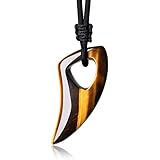 COAI Men's Wolf Tooth Amulet Tiger Eye Stone Necklace for Men Women