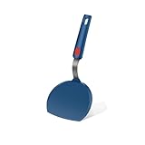Pancake Spatula,Heat Resistant Silicone Spatulas for Nonstick Cookware Pan,Round Omelette Egg Spatulas Flexible Fish Turner Cooking Spatula for Kitchen Dishwasher Safe(Blue)