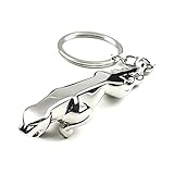 Rowwait Animal Keychain, Silver Color Stainless Steel Leopard Keychain Car Keyrings ，Metal Key Chain Keyring Keyfob Bag Charm,Car Keyring for Men Gifts
