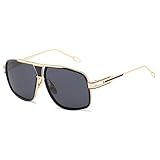 kimorn Sunglasses For Men Retor Goggle Metal Frame Classic Eyewear AE0336 (Gold&Black, 62)
