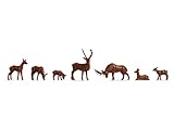 Noch TT Figures Deer, Hobby Figures Set, 7 Pieces, Hand-Coloured for TT Gauge, Ideal for Model Railways and Dioramas