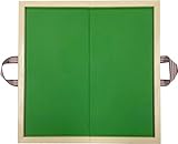 FDSGEEE Folding Card Game Table w/Green Tabletop, Classic Wooden Dominoes Table Portable Mahjong Table for Poker Cards, Board Games, Tiles Games(Size:84CM)