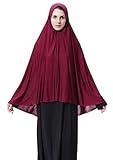 One Piece Muslim Headscarf Hijab,130cm Pullover Prayer Shawl Turban Muslimah Arabia Islamic Middle East Body Cover Worship Hajj Umrah Mosque Headpiece Full Cover Clothing Chador