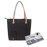 RZJZGZ Wine Tote With Drink Dispenser, Canvas Wine Purse With Hidden Insulated Compartment, Beach Portable Wine Bag Shoulder Bag For Picnic, Camping, Travel, Gift For Wine Lovers (Black)