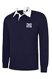 Uneek clothing Scotland Flag Long Sleeve Rugby Shirts. 6 Nations Rugby (M (40-42)) Navy Blue