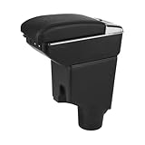 Car Armrest Box Compatible with Toyota Yaris Hybrid 2015-2021, Dual Layer Armrest with 7 USB Charging Ports Black PU Leather Central Console Storage Box Automobile Arm Rest